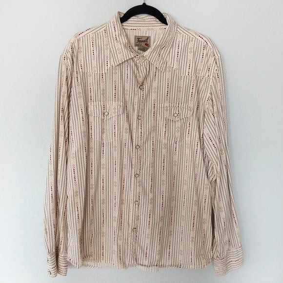 Fossil Vintage Men's Circle Pattern Western Inspired Long Sleeved Shirt … - Picture 1 of 12